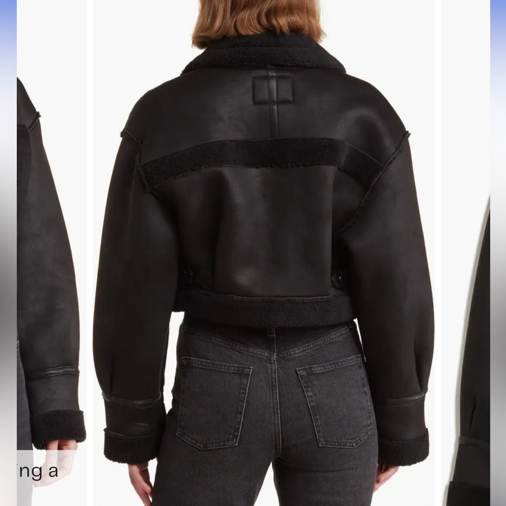 Blank NYC Faux Shearling Bonded Faux Leather Crop Jacket - Picture 2 of 7